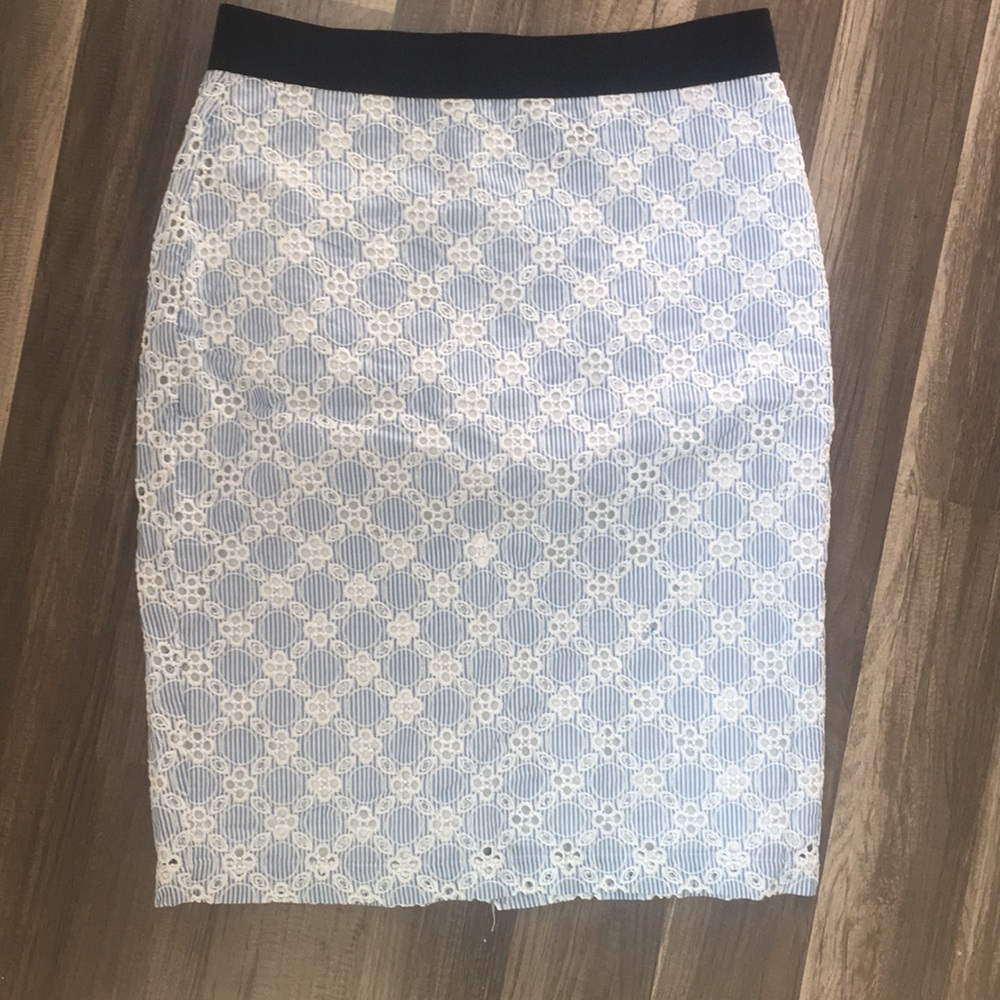 ANN Taylor blue white eyelet midi skirt size 4